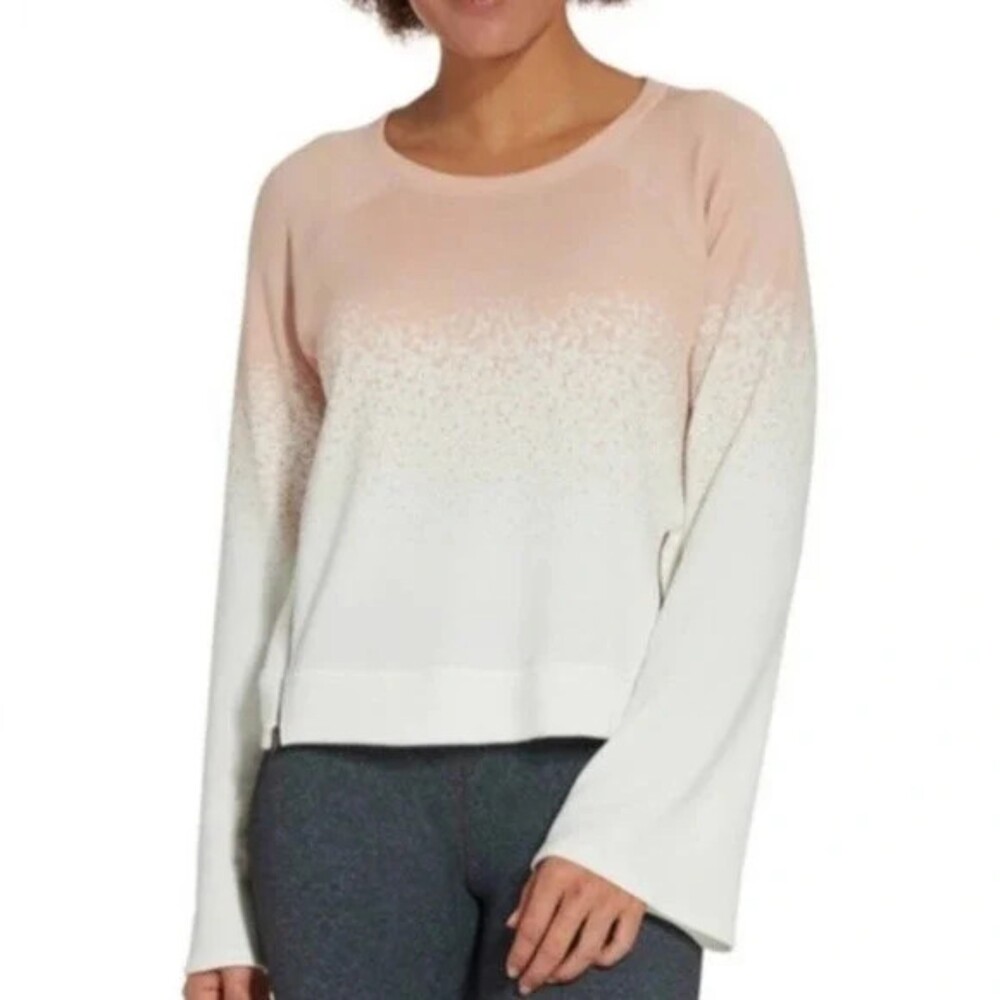 CALIA Carrie Underwood Effortless Small Pink White Ombre Cropped Top Sweatshirt